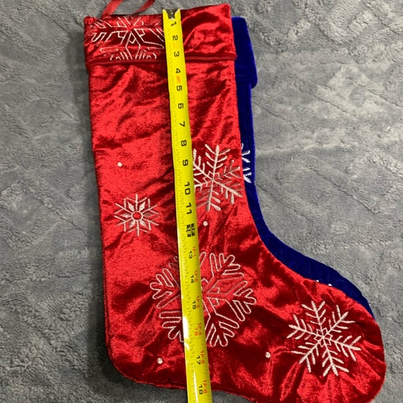 Two Christmas Stockings with Snow Flakes - Picture 3 of 5